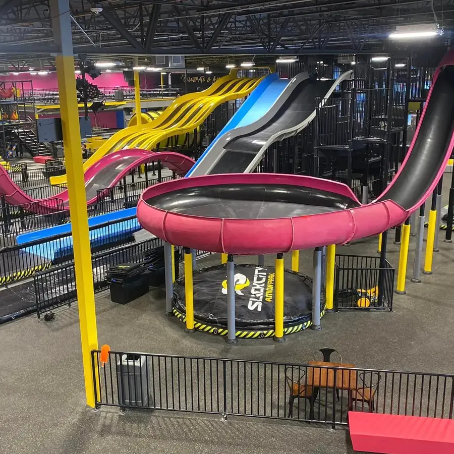 indoor slide park aerial view